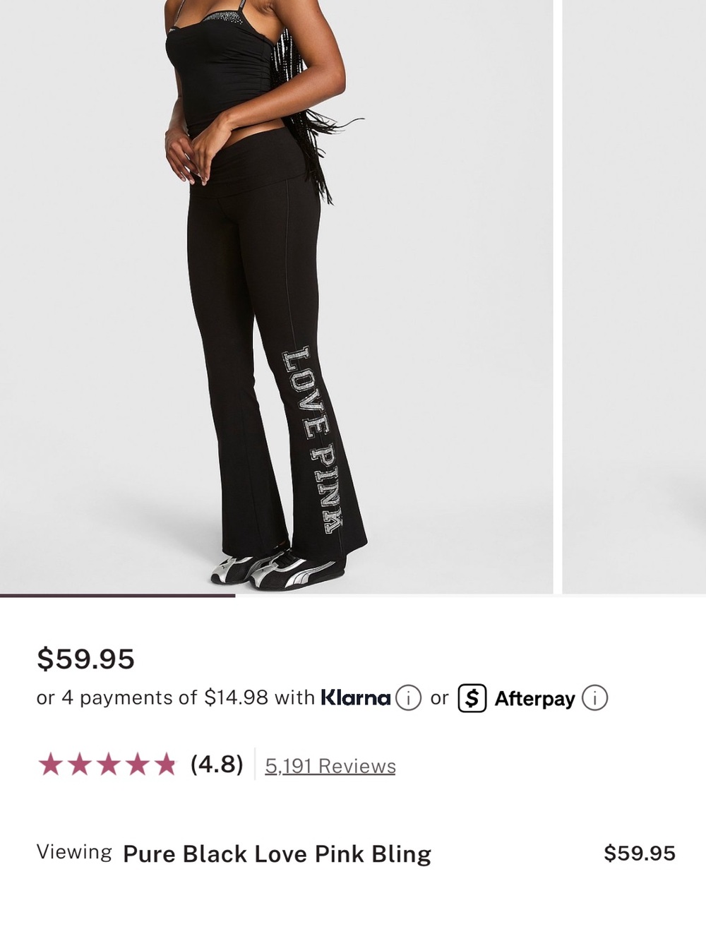 PINK Victoria's Secret Black Rhinestone Leggings
